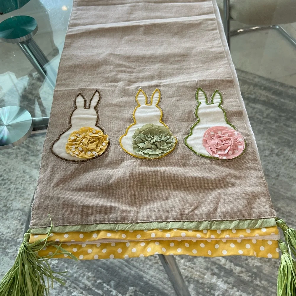 Pier One Imports table run runner cute little bunnies
